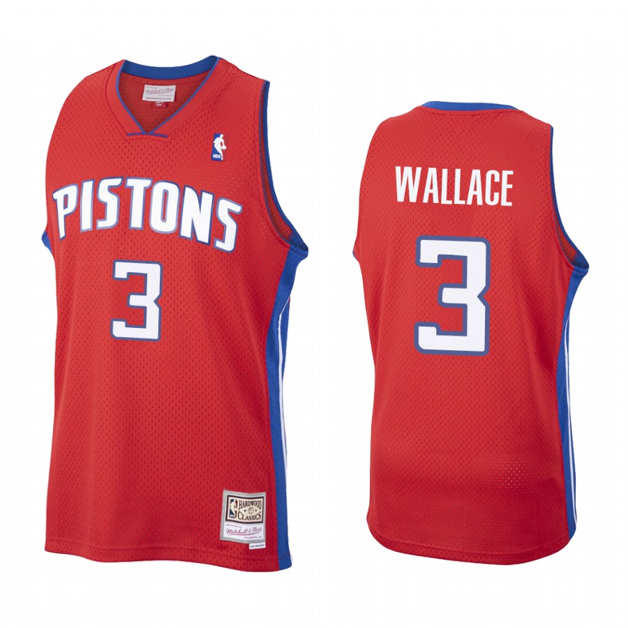 Ben Wallace #3 Detroit Pistons Throwback Jersey Red