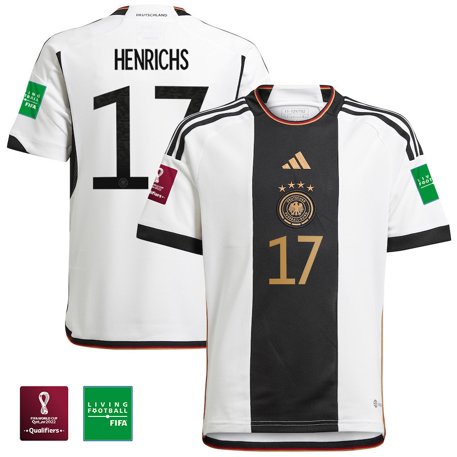Benjamin Henrichs 17 FIFA World Cup Qatar 2022 Patch Germany National Team Home Soccer Jersey,