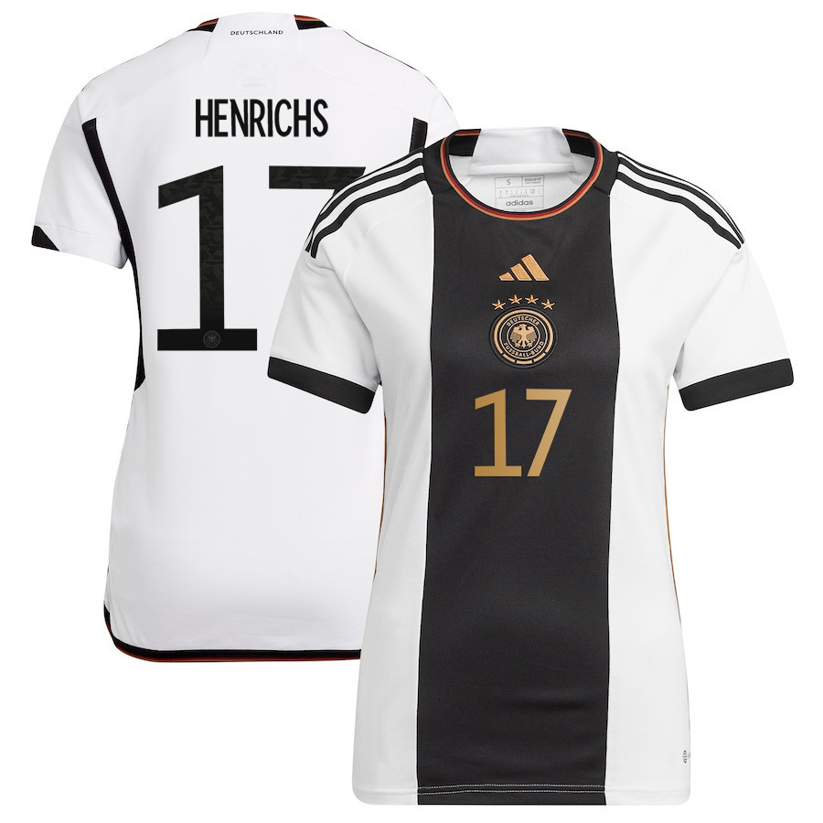 Benjamin Henrichs 17 Germany National Team 2022-23 Qatar World Cup Home Women Soccer Jersey – White