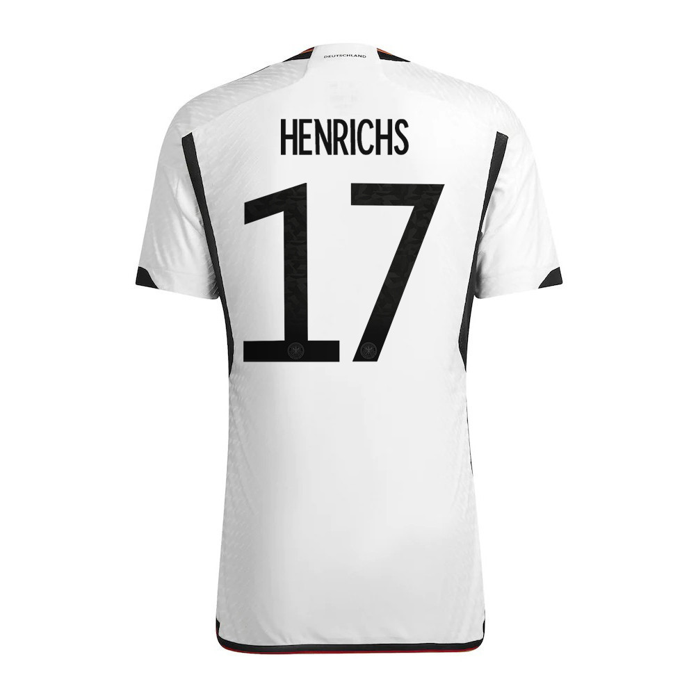 Benjamin Henrichs 17 Germany National Team FIFA World Cup Qatar 2022 Patch – Home Men Soccer Jersey