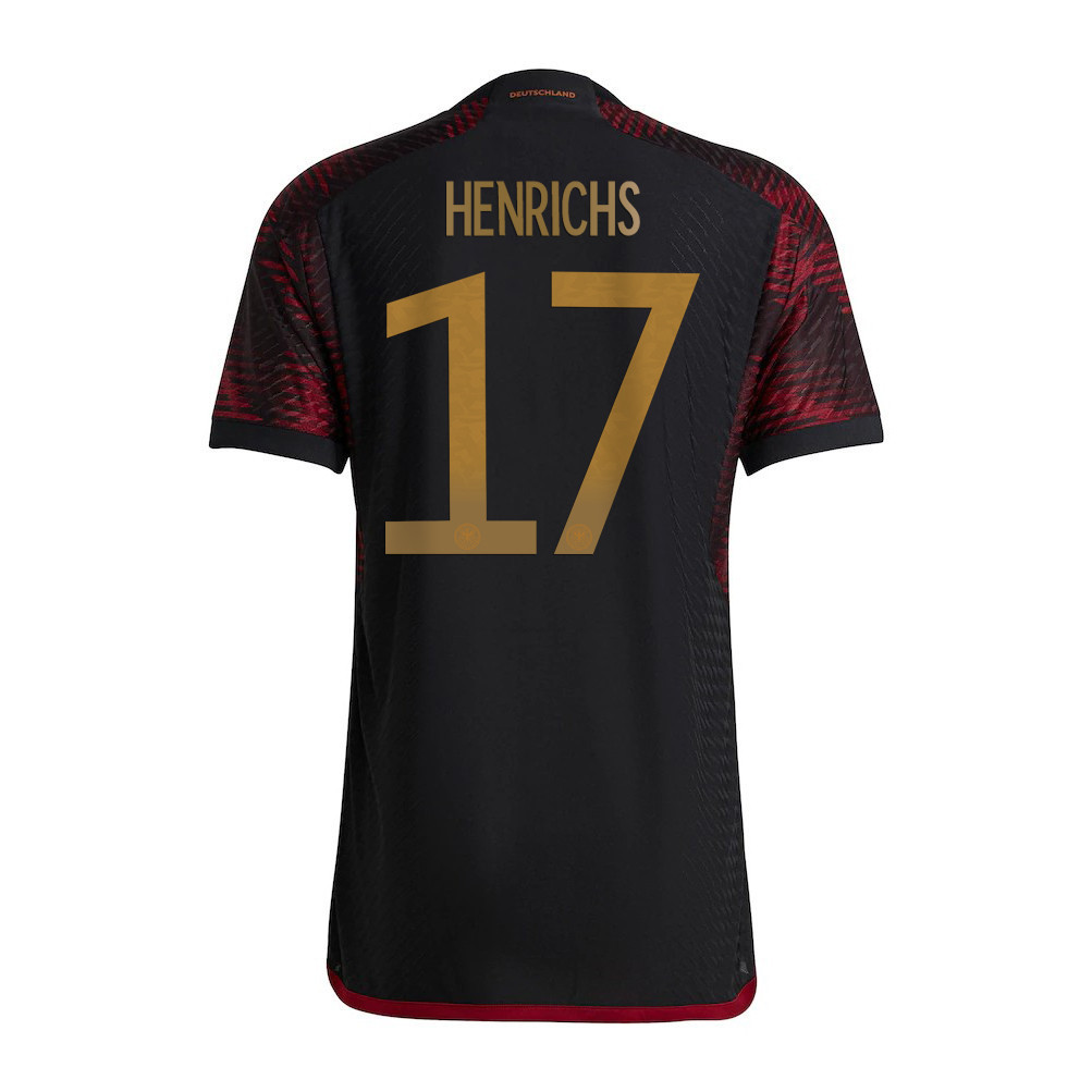 Benjamin Henrichs 17 Germany National Team FIFA World Cup Qatar 2022 Patch Men Soccer Jersey- Away
