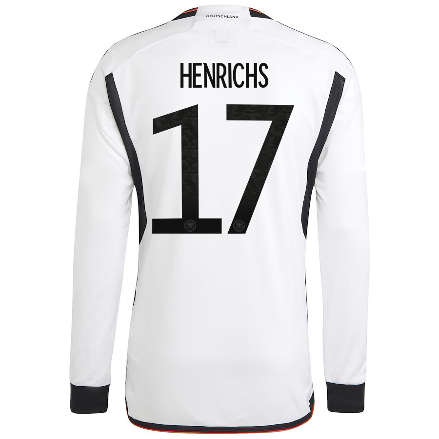 Benjamin Henrichs 17 Qatar World Cup Germany National Team 2022-23 Men Long Sleeve Soccer Jersey, Home