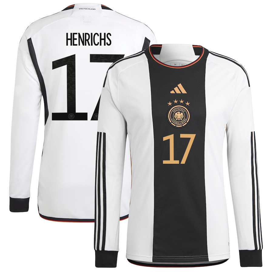 Benjamin Henrichs 17 Qatar World Cup Germany National Team 2022-23 Men Long Sleeve Soccer Jersey, Home