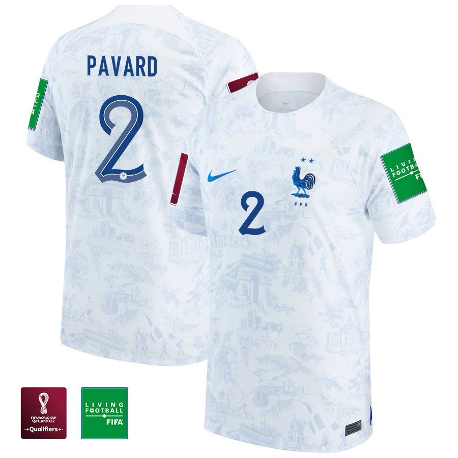 Benjamin Pavard 2 FIFA World Cup Qatar 2022 France National Team – Away Patch Soccer Jersey, Men