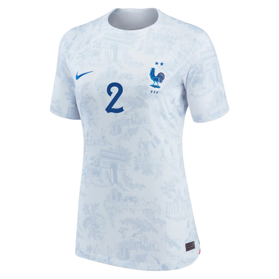 Benjamin Pavard 2 FIFA World Cup Qatar 2022 Patch France National Team – Away Women Soccer Jersey