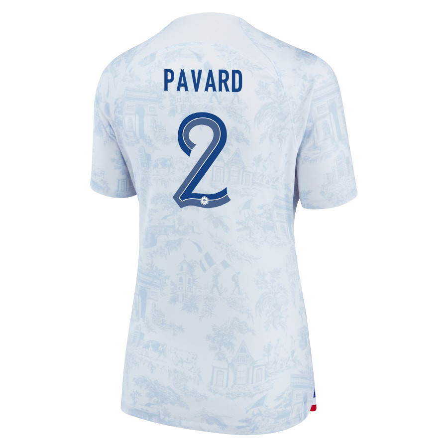 Benjamin Pavard 2 FIFA World Cup Qatar 2022 Patch France National Team – Away Women Soccer Jersey