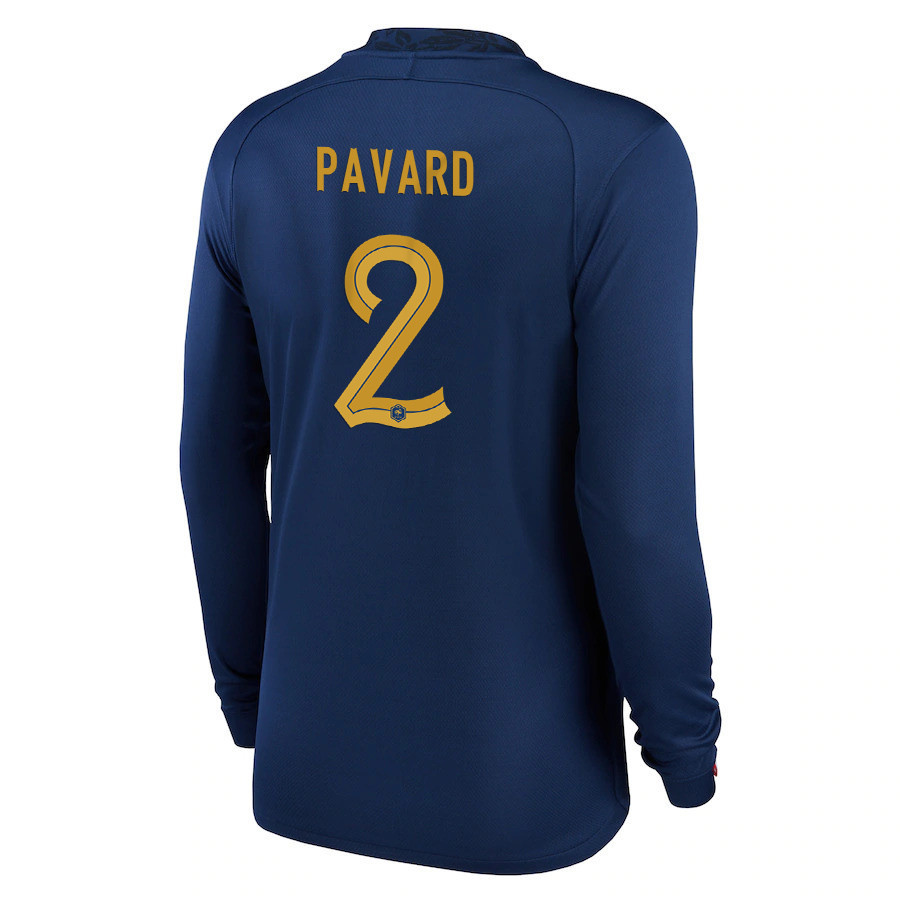Benjamin Pavard 2 France National Team 2022-23 Qatar World Cup- Home Men Long Sleeve Soccer Jersey