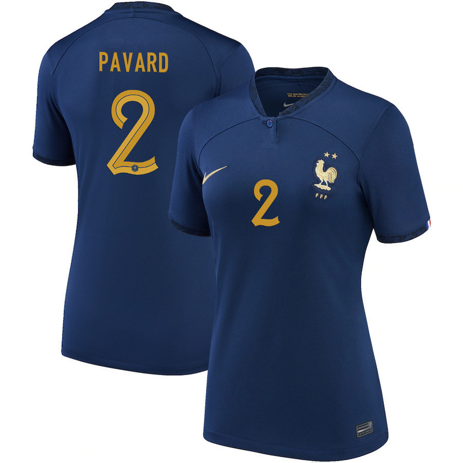Benjamin Pavard 2 France National Team 2022-23 Qatar World Cup – Home Women Soccer Jersey, Midnight Navy