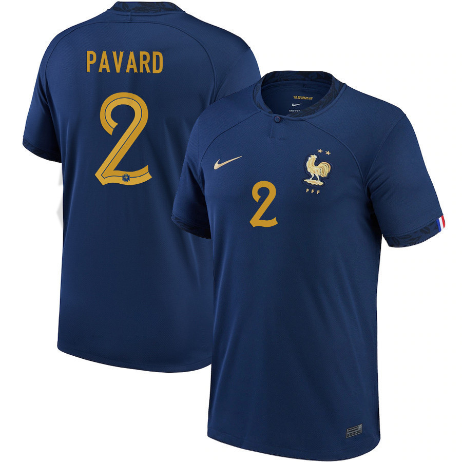 Benjamin Pavard 2 France National Team 2022-23 Qatar World Cup Home  Soccer Jersey- Midnight Navy