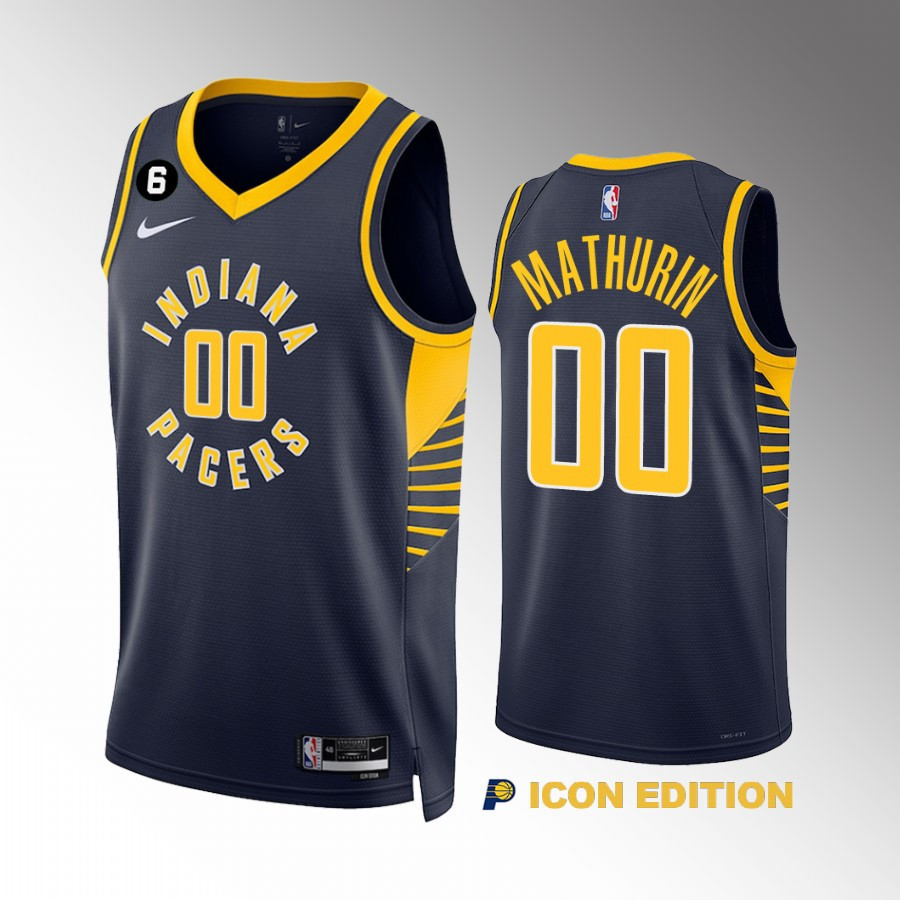 Bennedict Mathurin 00 Indiana Pacers Navy Icon Edition 2022-23 Stitched Jersey Swingman