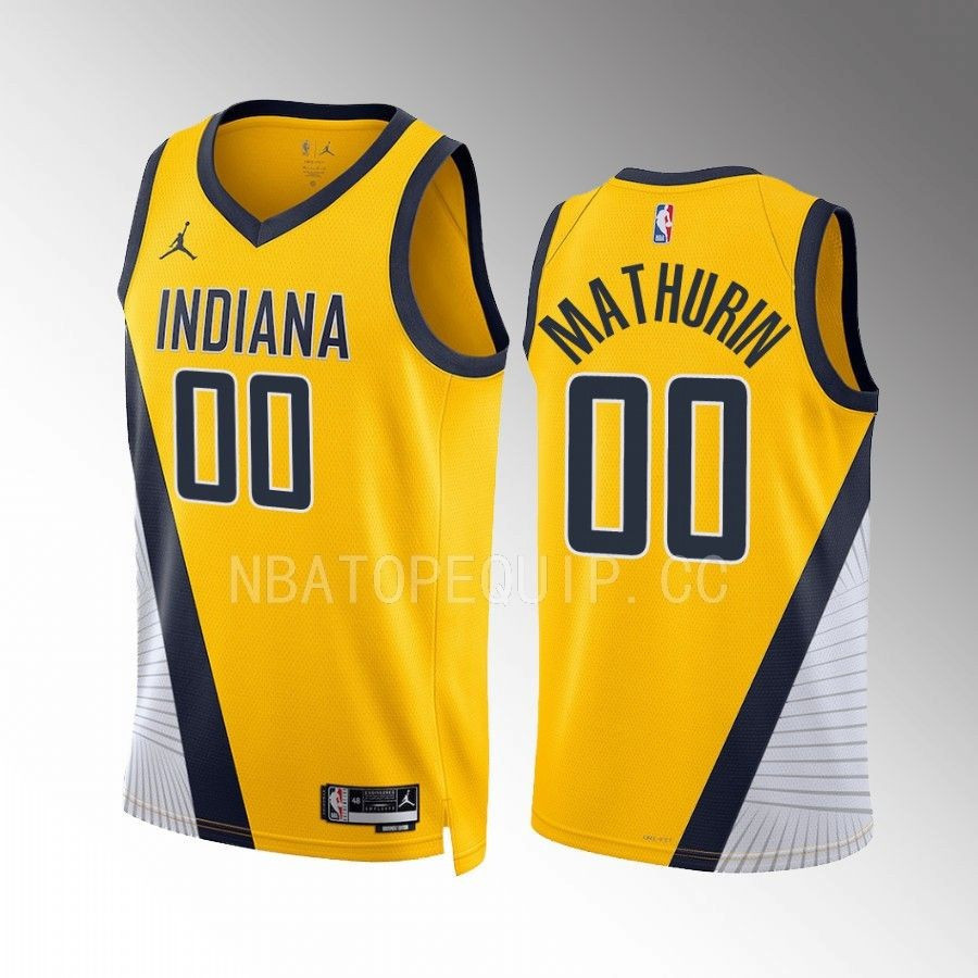 Bennedict Mathurin 00 Indiana Pacers Yellow Statement Edition 2022-23 Stitched Jersey Swingman