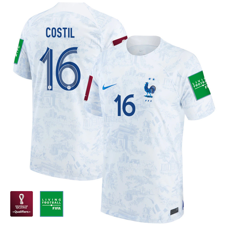 Benoît Costil 16 FIFA World Cup Qatar 2022 France National Team – Away Patch Soccer Jersey, Men