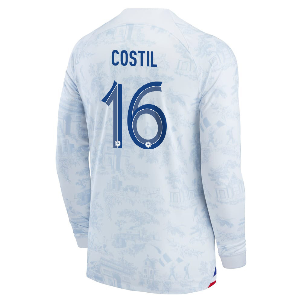 Benoît Costil 16 France National Team FIFA World Cup Qatar 2022 Patch – Men Away Long Sleeve Soccer Jersey