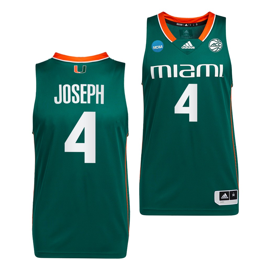 Bensley Joseph Miami Hurricanes 2023 NCAA March Madness Green Mens Jersey #4