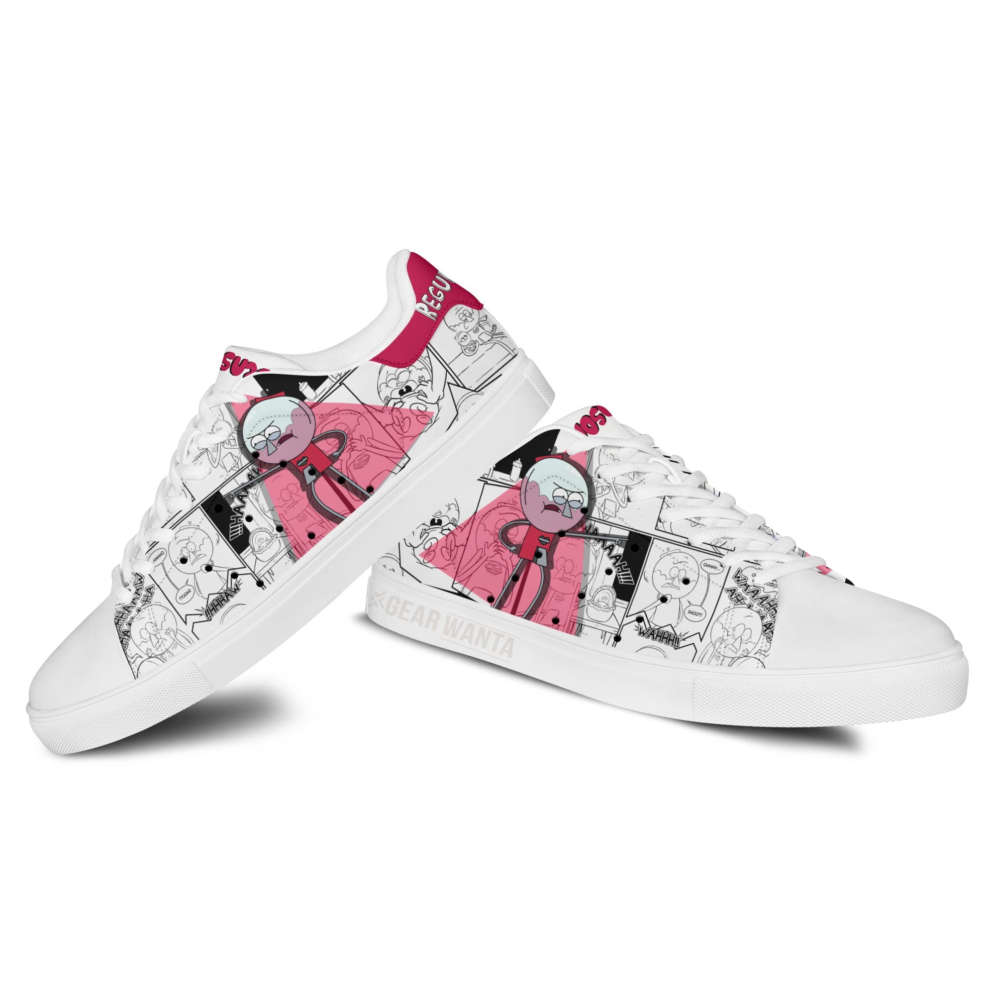Benson Dunwoody Regular Show Skate Shoes Custom Comic Style