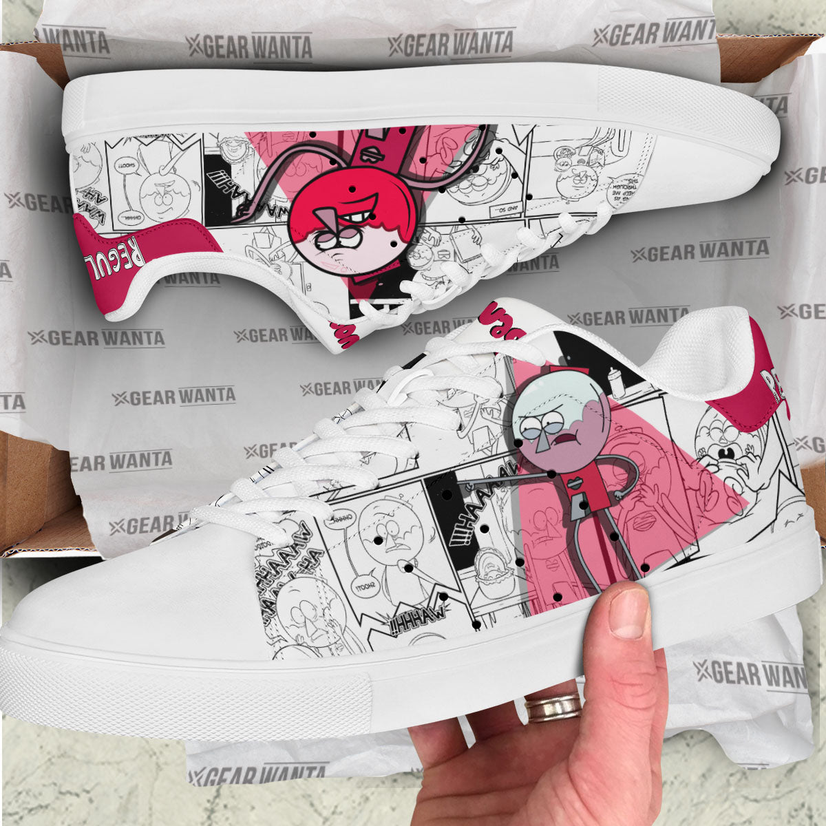 Benson Dunwoody Regular Show Skate Shoes Custom Comic Style