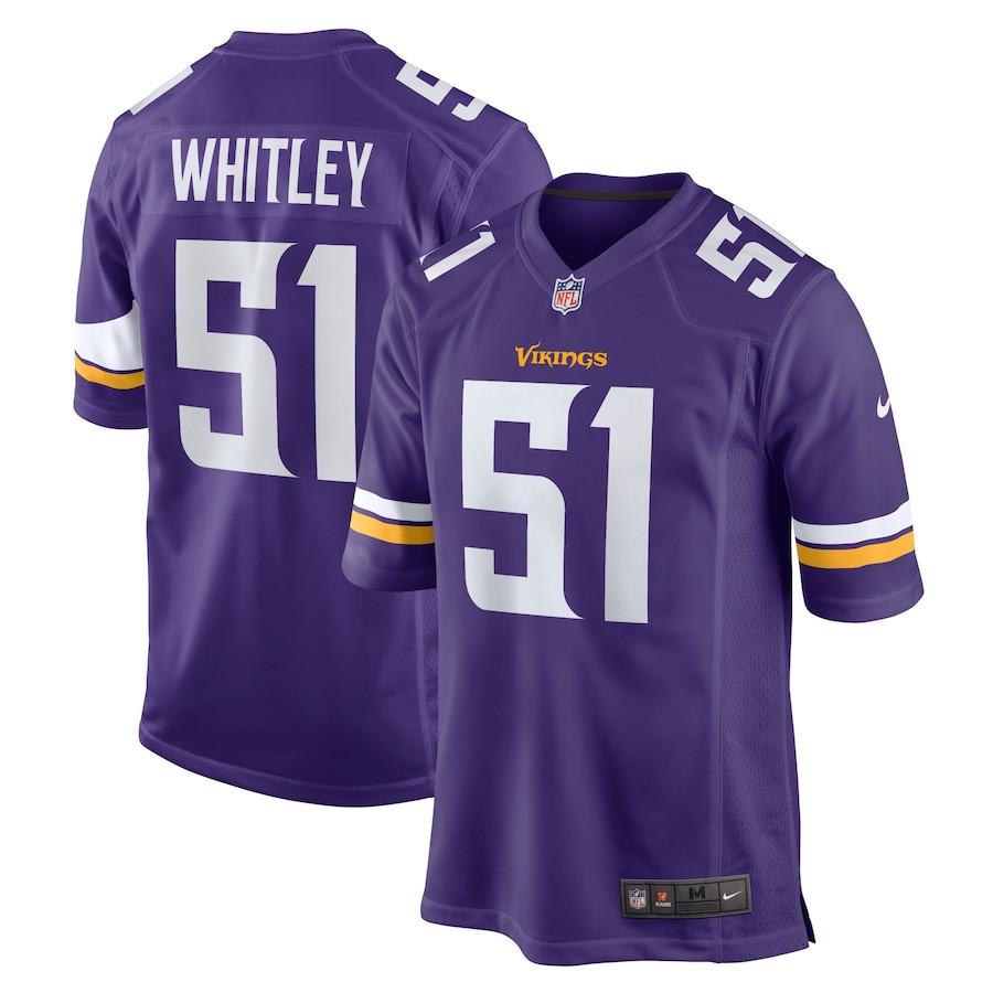 Benton Whitley 51 Minnesota Vikings Home Game Player Stitched Jersey – Purple