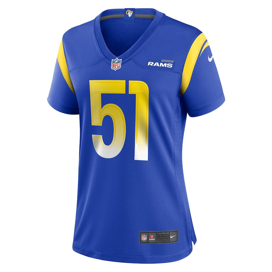 Benton Whitley Los Angeles Rams Women’s Stitched Jersey – Royal