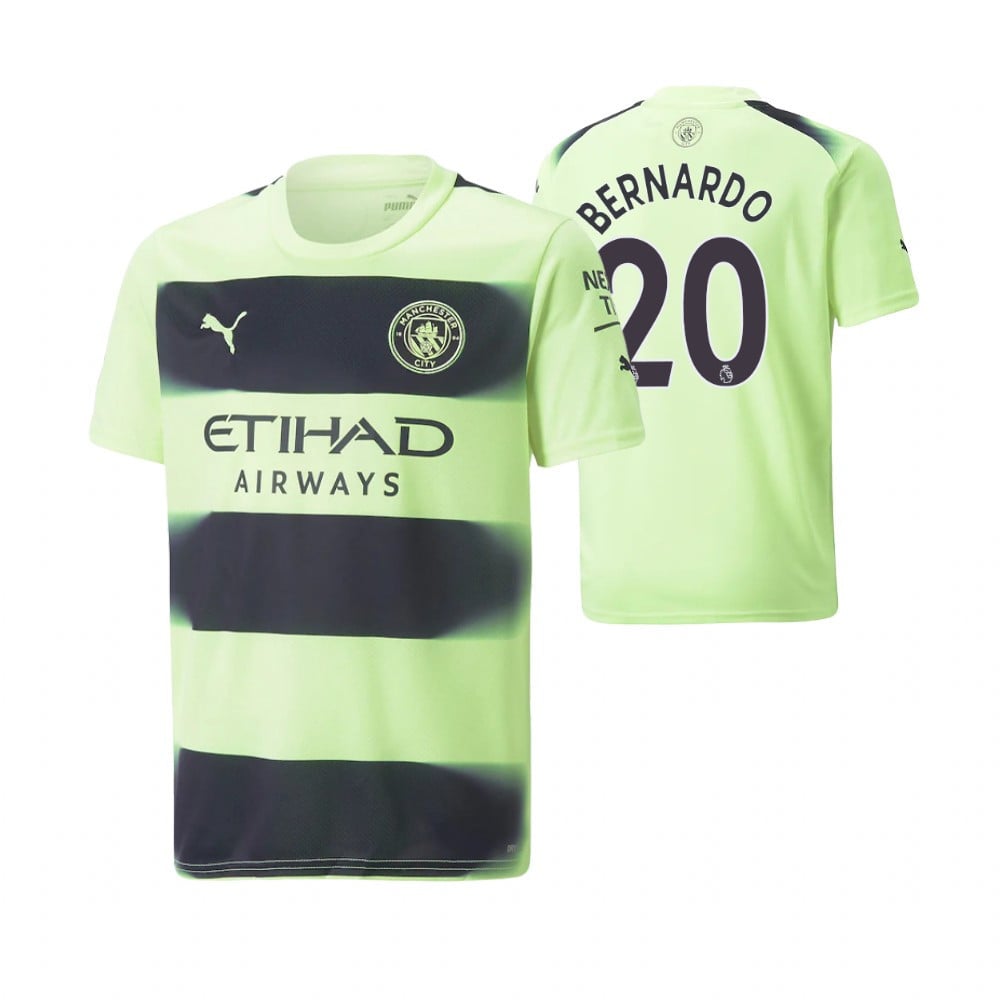 Bernardo Silva 20 Manchester City 2022-23 Third Youth Jersey – Neon Green