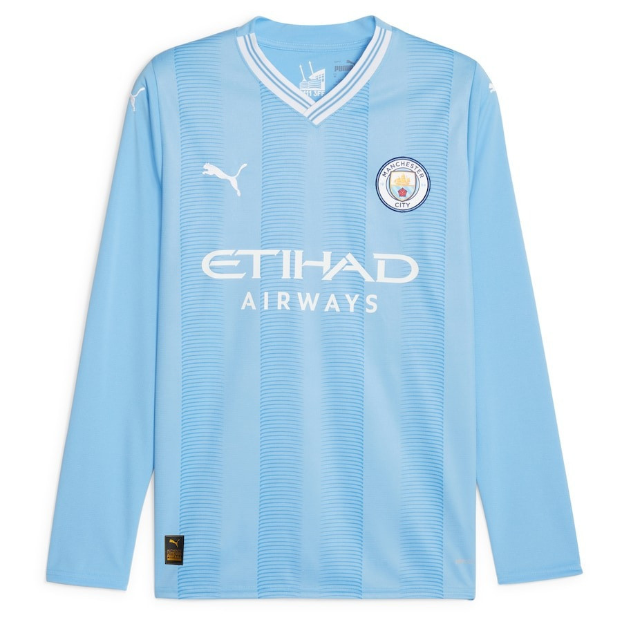 Bernardo Silva 20 Manchester City 2023/24 Home Long Sleeve Soccer Jersey – Sky Blue