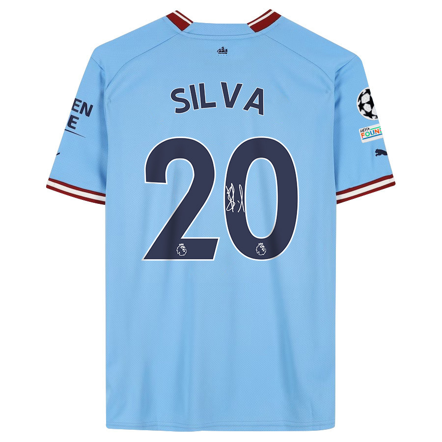 Bernardo Silva 20 Signed Manchester City 2022/23 Home Men Soccer Jersey – Blue