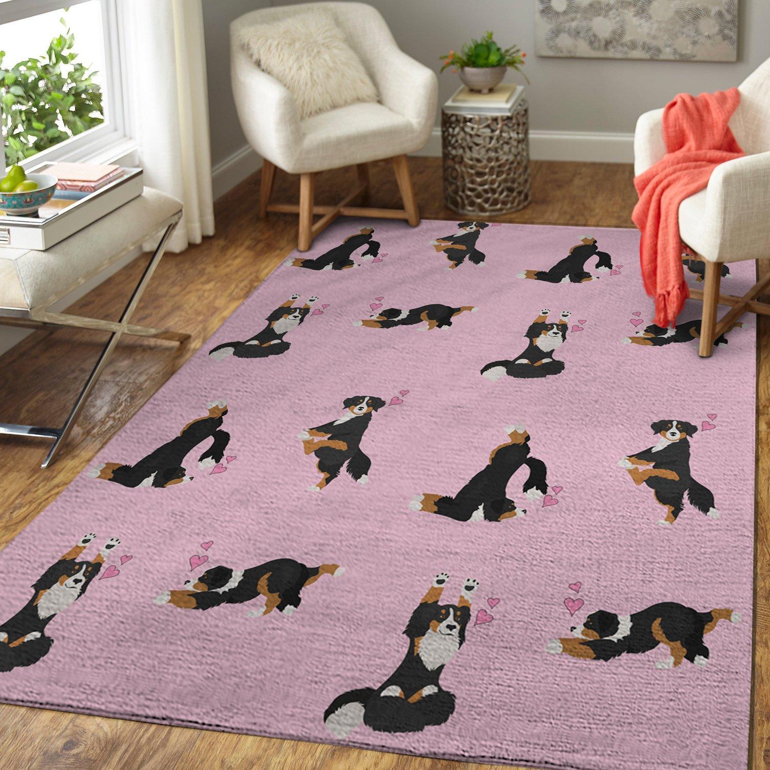 Bernese Mountain Pink Heart Limited Edition Rectangle Rug