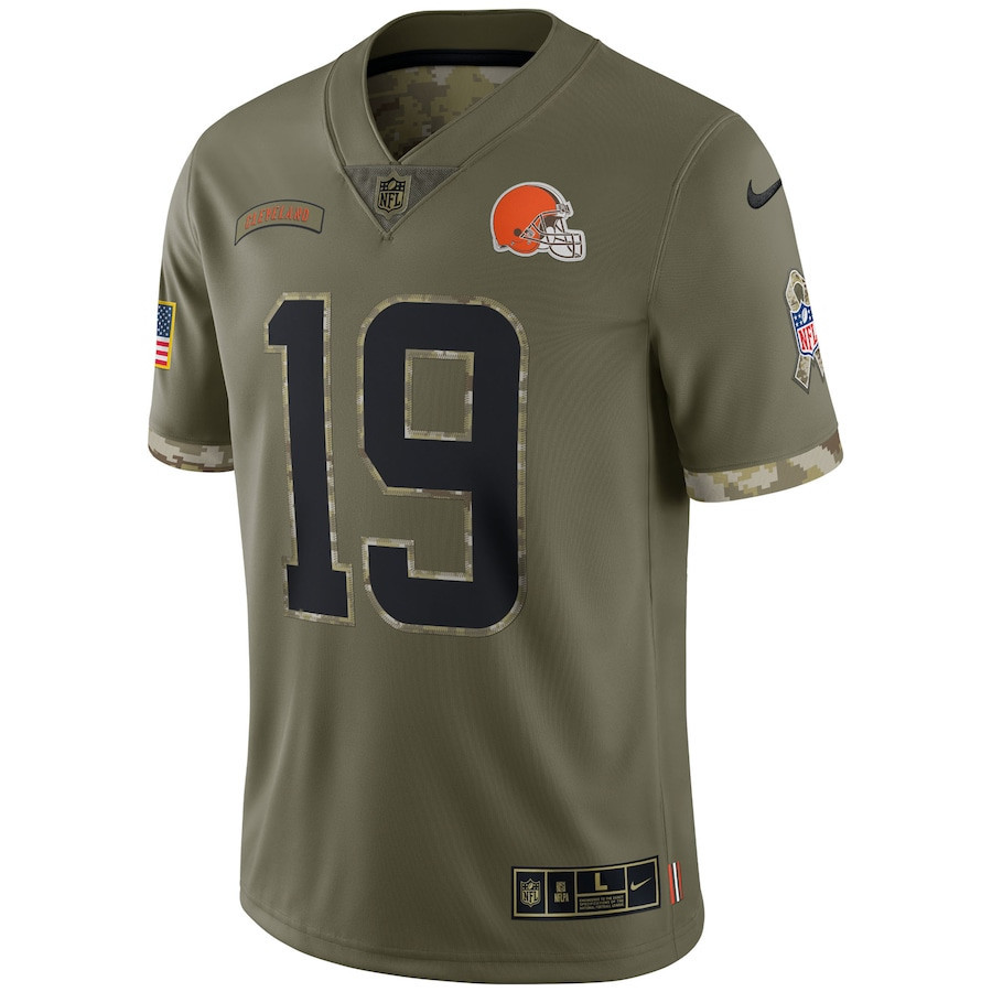 Bernie Kosar Cleveland Browns 2022 Salute To Service Retired Player Limited Stitched Jersey – Olive