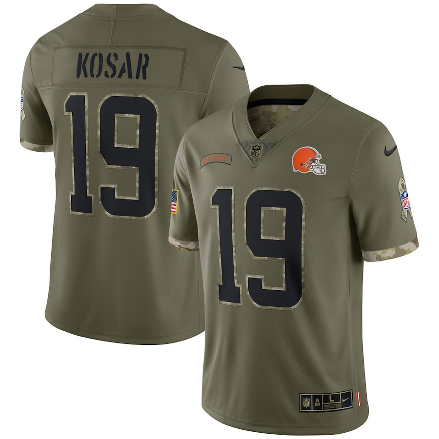 Bernie Kosar Cleveland Browns 2022 Salute To Service Retired Player Limited Stitched Jersey – Olive