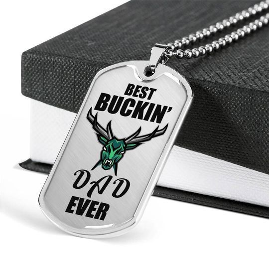 Best Buckin’s Dad Ever Dog Tag Necklace Gift For Dad