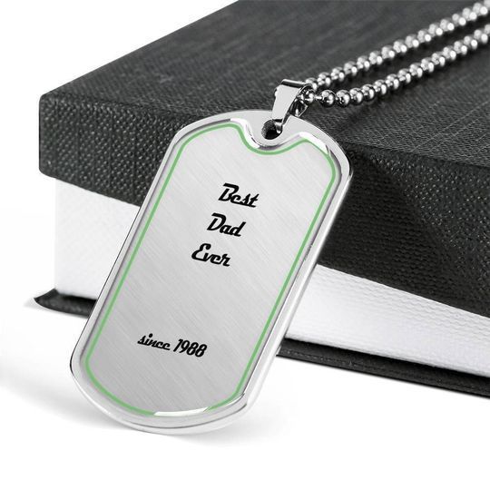 Best Dad Ever Since 1988 Dog Tag Necklace Gift For Dad