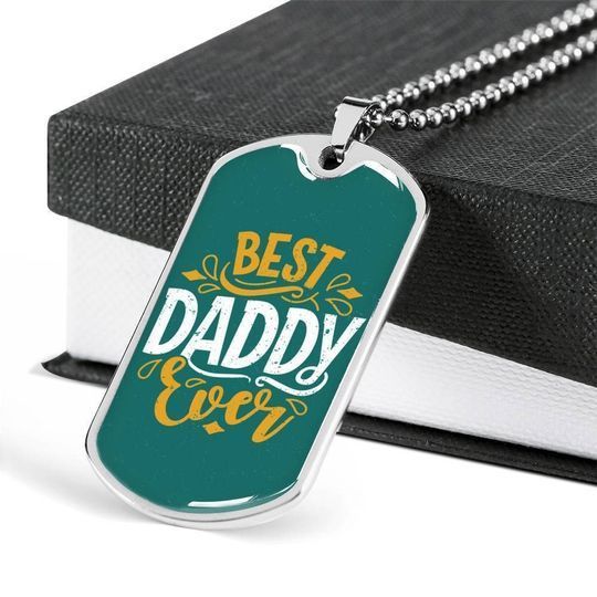 Best Daddy Ever Dog Tag Necklace Gift For Daddy