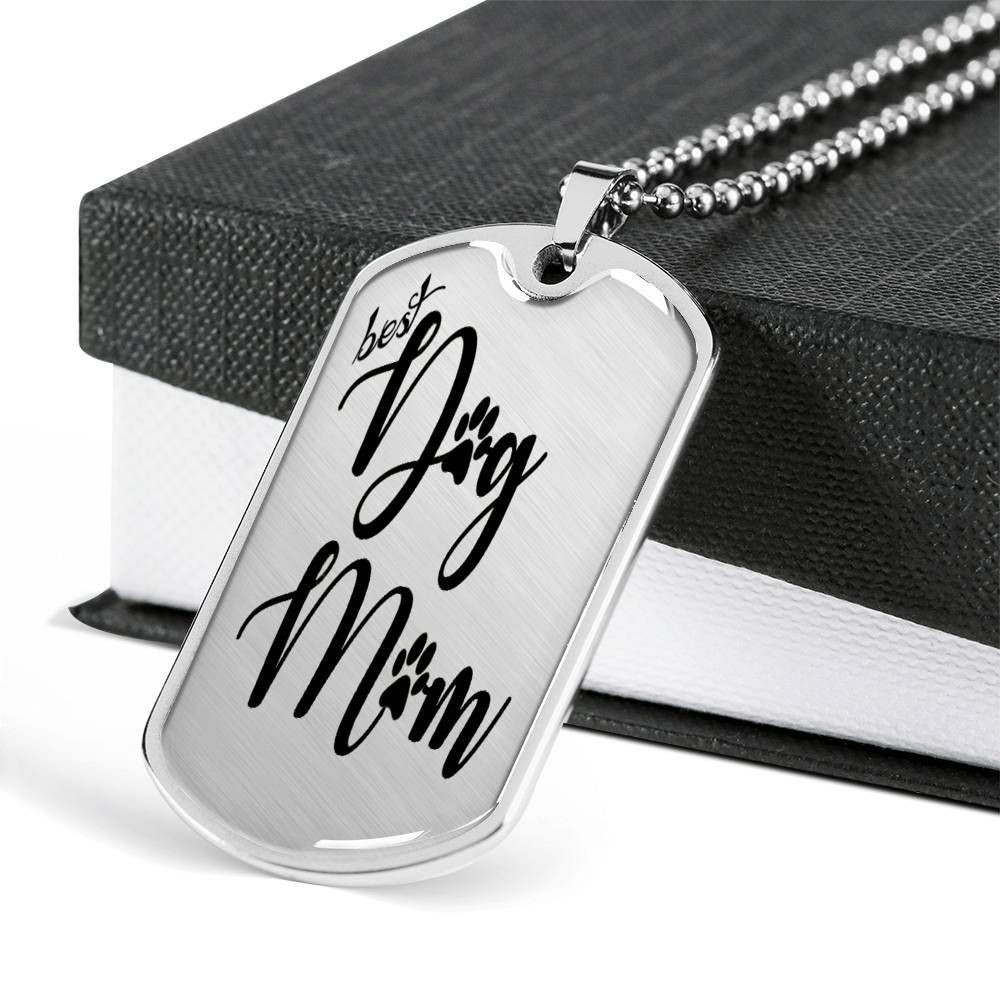 Best Dog Mom Stainless Dog Tag Pendant Necklace Gift For Mom
