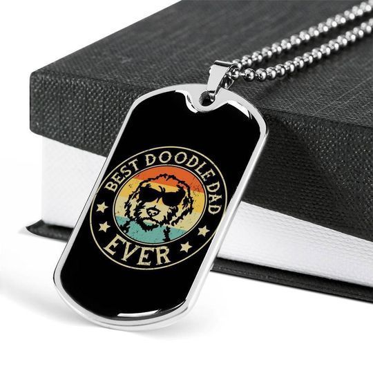 Best Doodle Dad Ever Dog Tag Necklace Gift For Dad