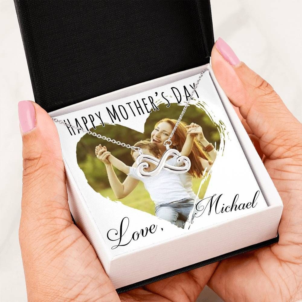 Best Gift For Mom Silver Infinity Heart Necklace Happy Mother’s Day
