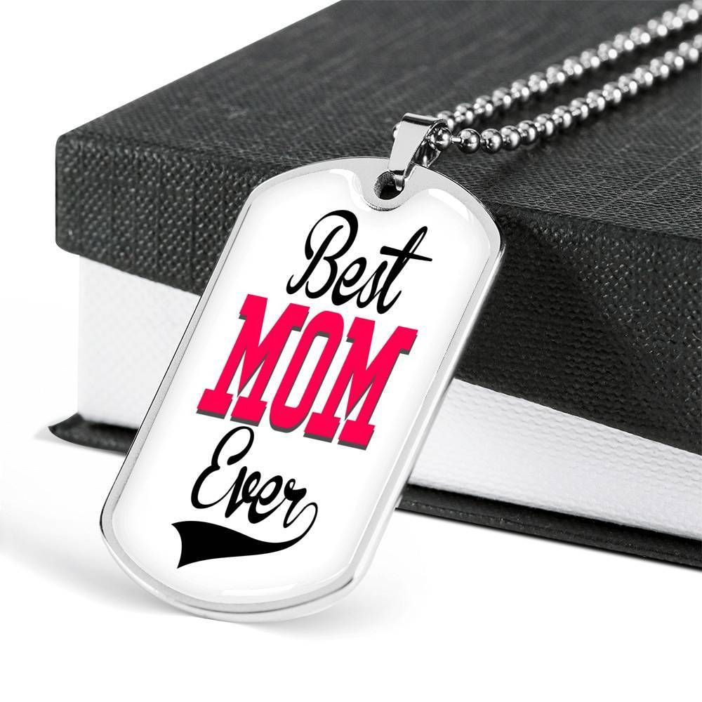 Best Mom Ever Simple Dog Tag Necklace For Mom