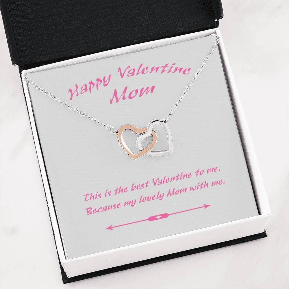 Best Valentine’s Gift For Mom From Son Or Daughter Interlocking Hearts Necklace With Impressing Message Card