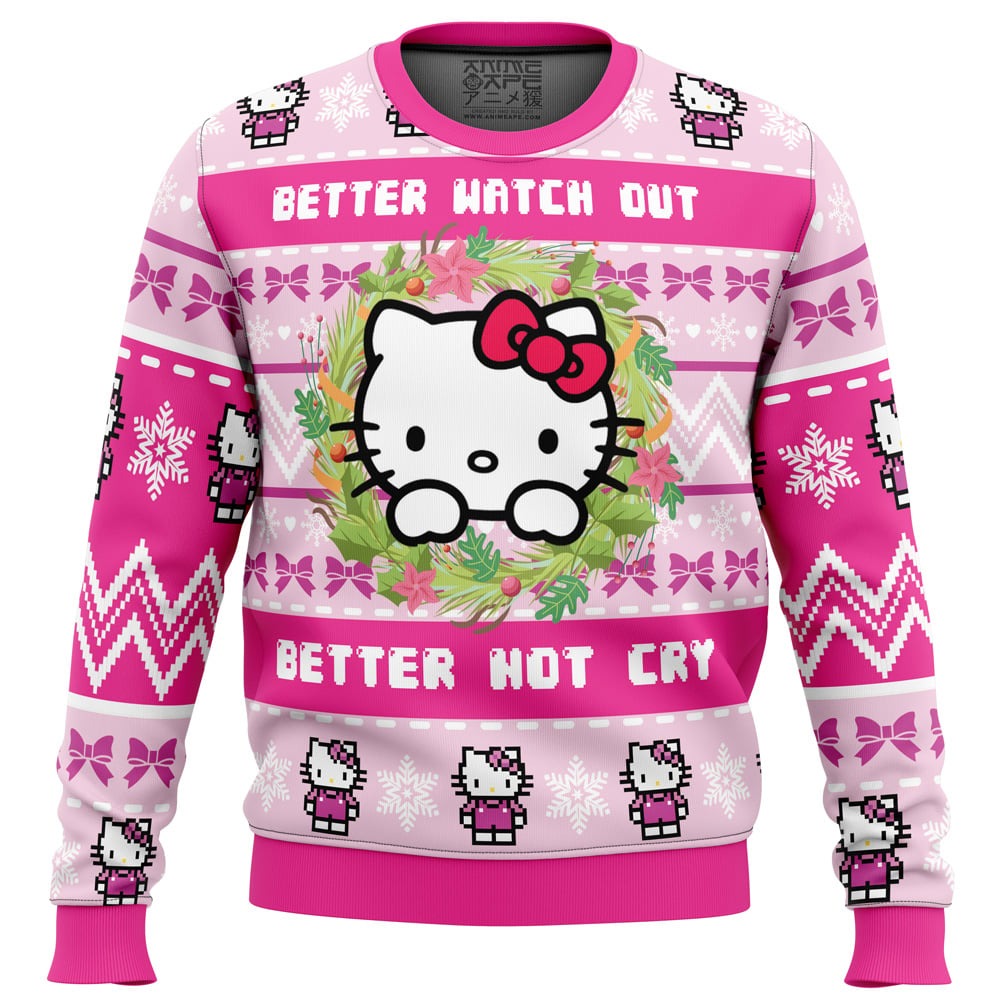 Better Watch Out Better Not Cry Hello Kitty Christmas Sweater