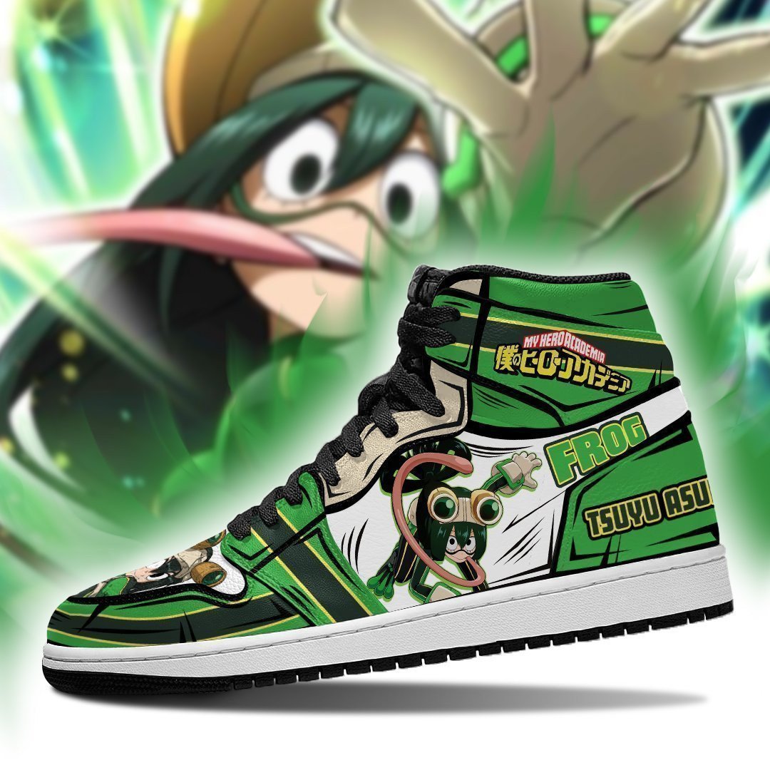 BHNA Tsuyu Asui JD1s Sneakers Anime My Hero Academia Shoes, Air Jordan Hightop
