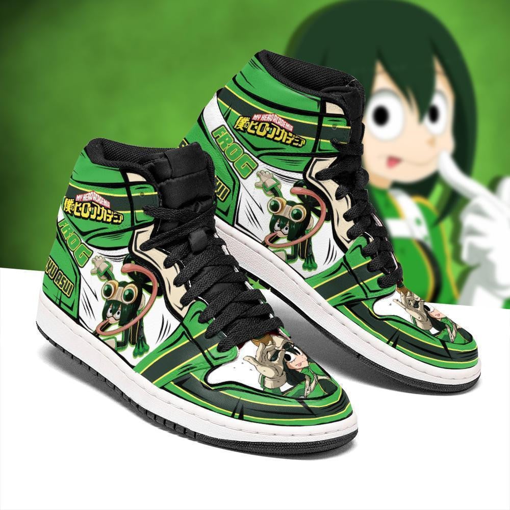 BHNA Tsuyu Asui JD1s Sneakers Anime My Hero Academia Shoes, Air Jordan Hightop