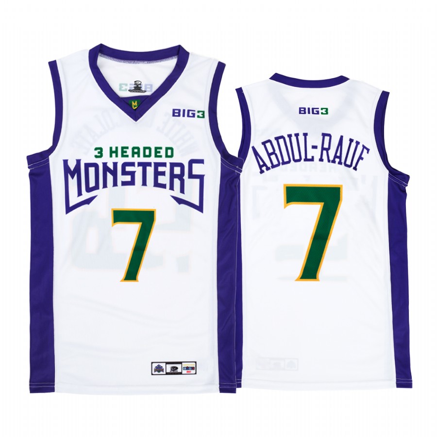BIG 3 Abdul-Rauf #7 3 Headed Monsters White Jersey