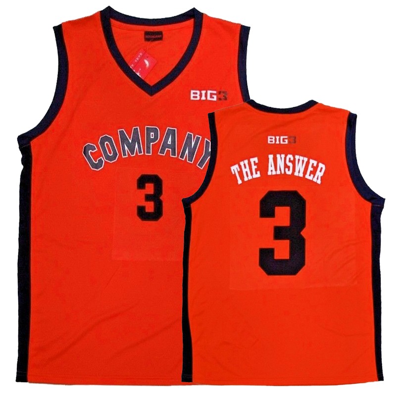 BIG 3 Allen Iverson #3 Men's Orange Jersey
