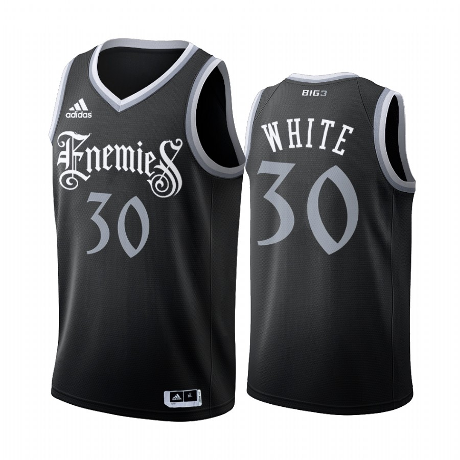 BIG 3 White #30 Enemies Black Jersey