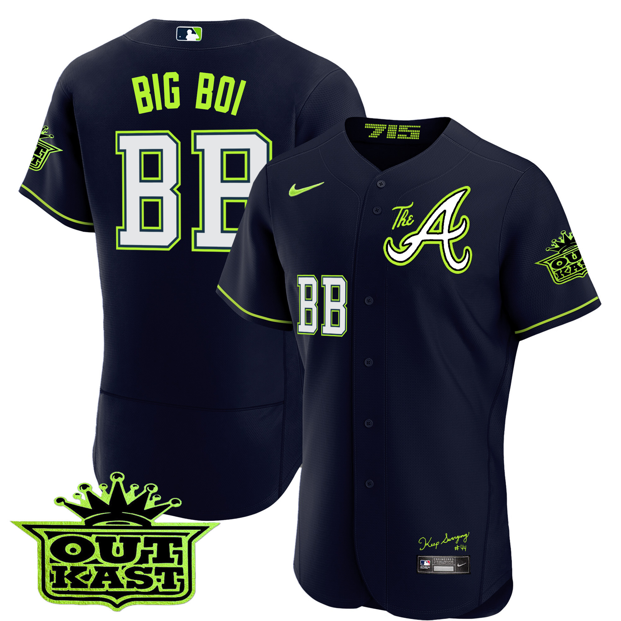 Big Boi Men's Atlanta Braves Atliens The A Flex Base Jersey - All Stitched