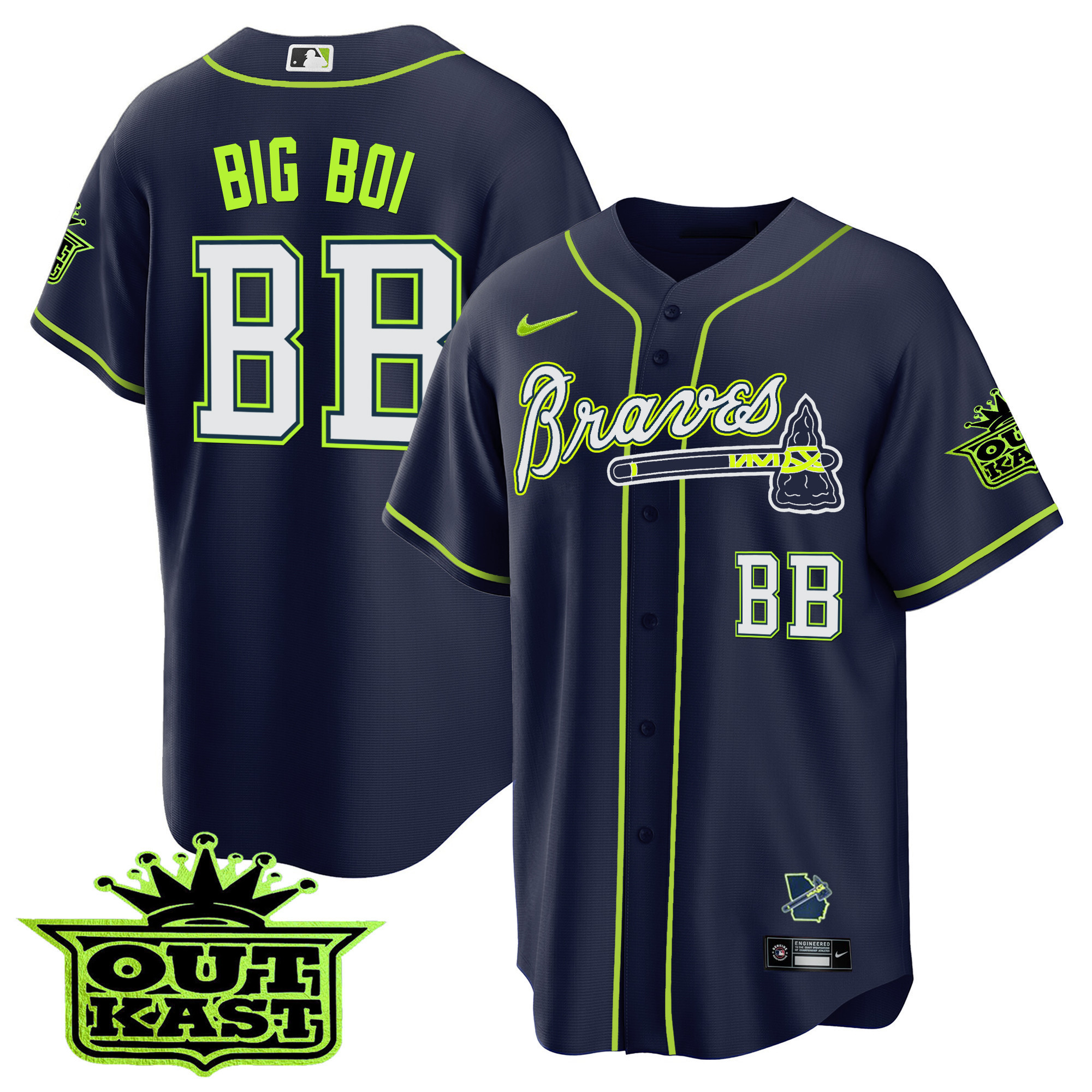 Big Boi Men's Atlanta Braves Outkast Cool Base V2 Atliens Jersey - All Stitched