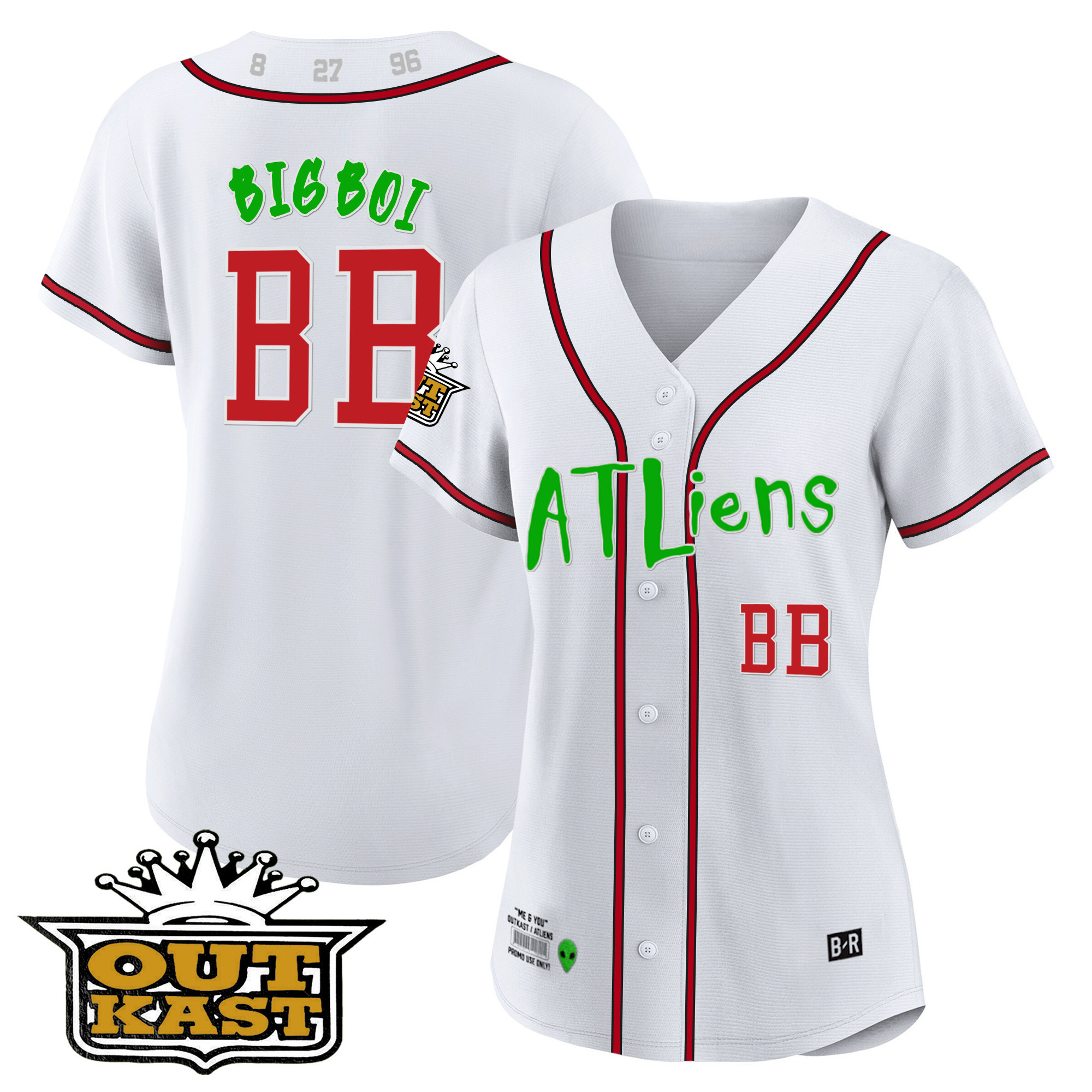 Big Boi Women's Atlanta Braves Atliens White Jersey - All Stitched