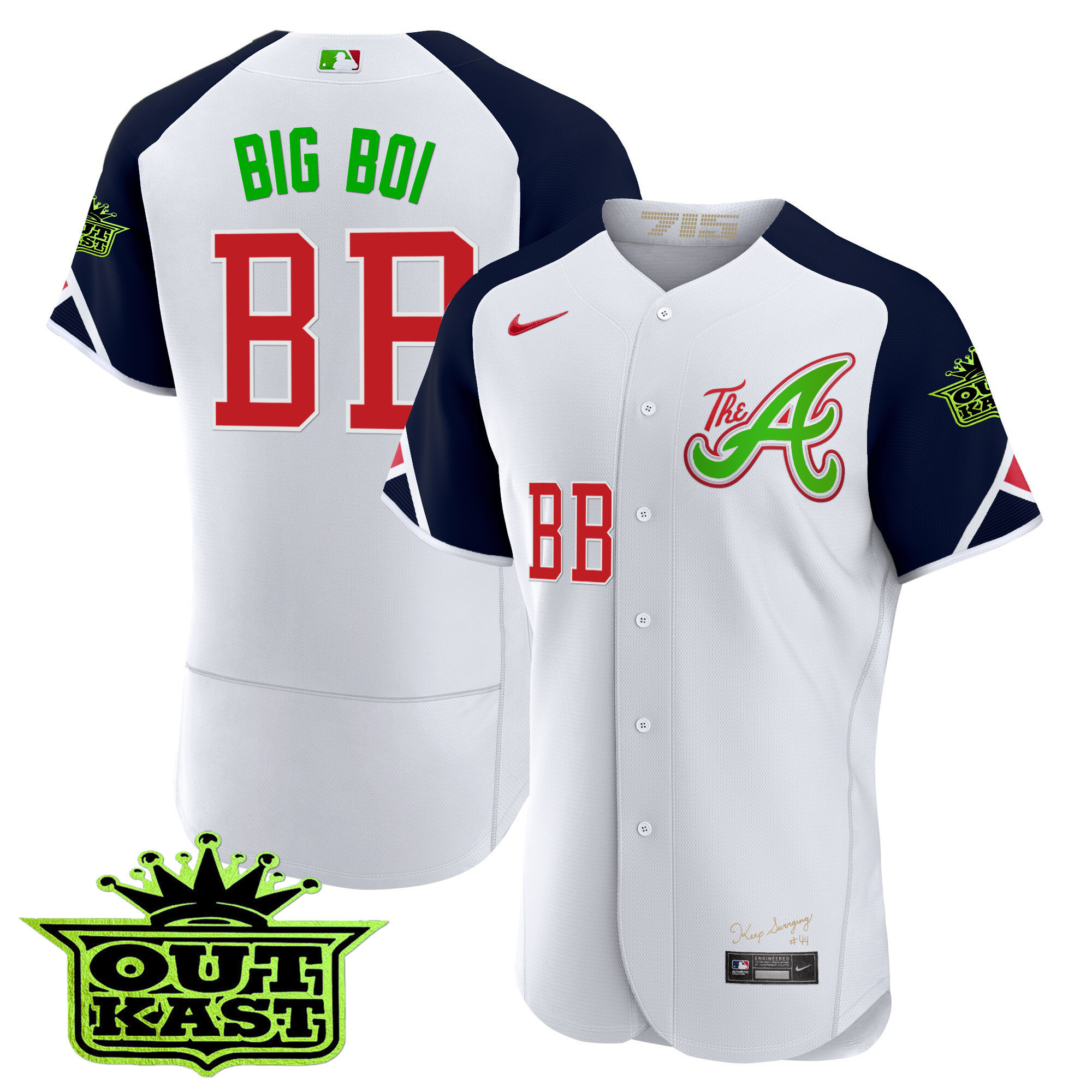 Big Boi Youth's Atlanta Braves Atliens City Connect Flex Base Jersey - All Stitched