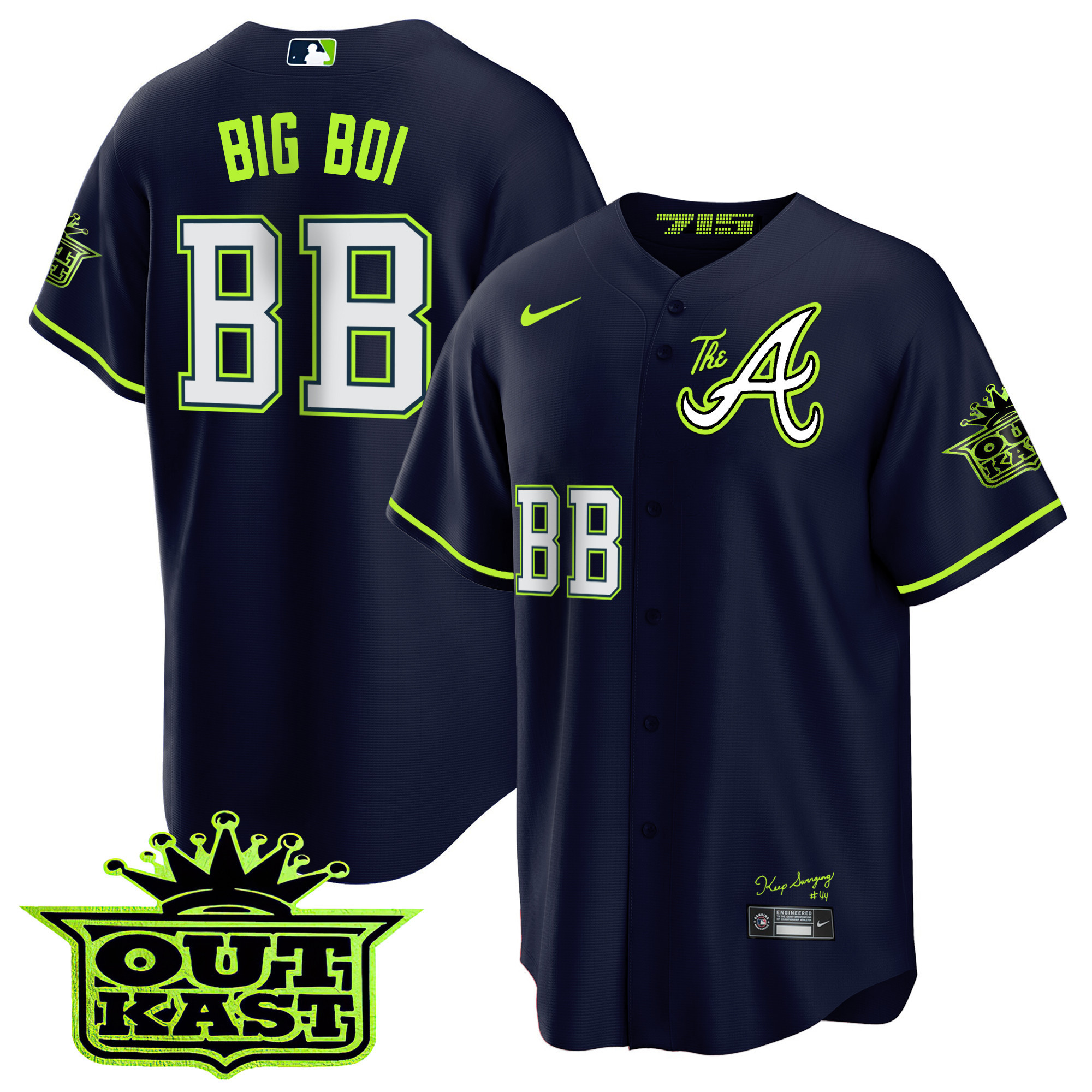 Big Boi Youth's Atlanta Braves Atliens The A Cool Base Jersey - All Stitched