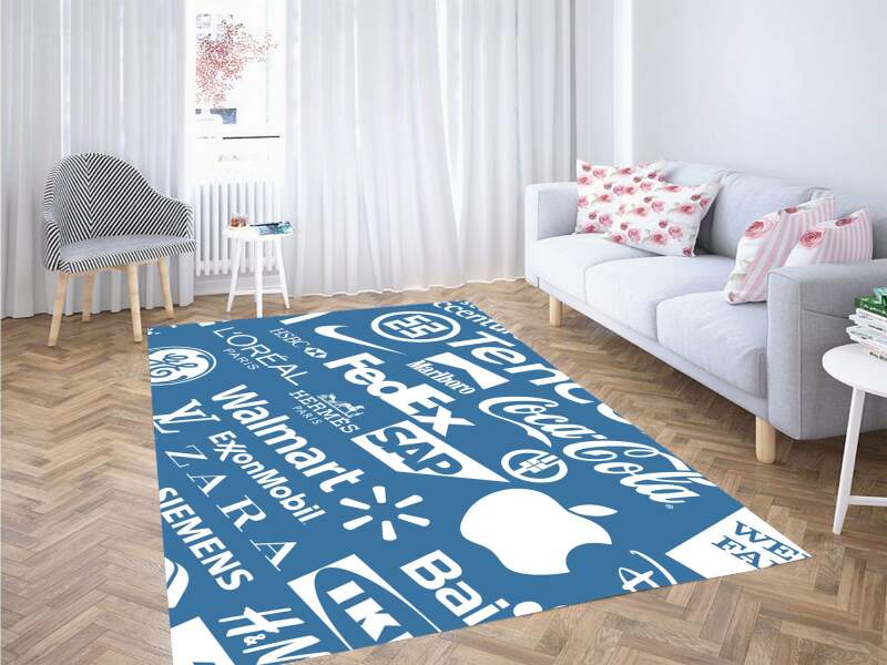 Big Company Pattern Blue Carpet Rectangle Rug