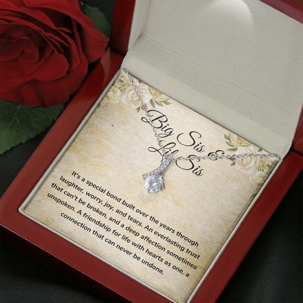 Big Sis and Little Sis Alluring Beauty White Gold And Glittering Gemstones Necklace