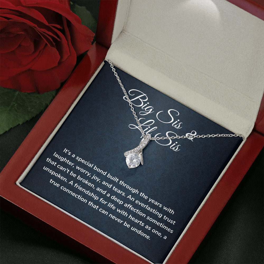 Big Sis Little Sis Alluring Beauty White Gold And Glittering Gemstones Necklace
